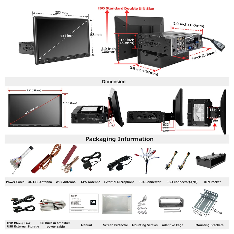 Мультимедийная магнитола ATOTO S8 AIO мультимедийная стерео-система на Android с