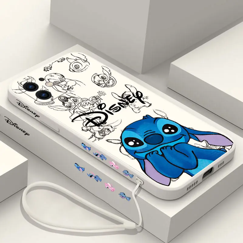 Фото Cool Cartoon Stitch Disneys Phone Case for Oneplus Nord 3 2 9R 9 8T 8 7 7T Pro 6 5G Liquid Silicone Cover with Hand Strap №2