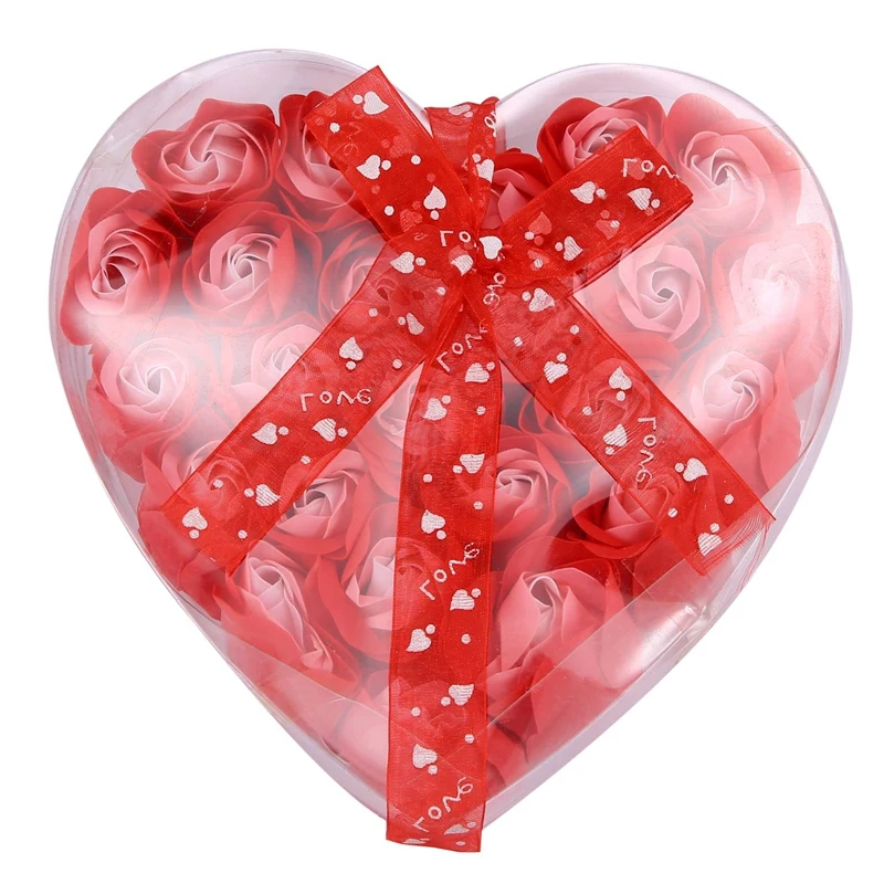 

Lovely 24 Pcs Red Scented Bath Soap Rose Petal in Heart Box (Red)