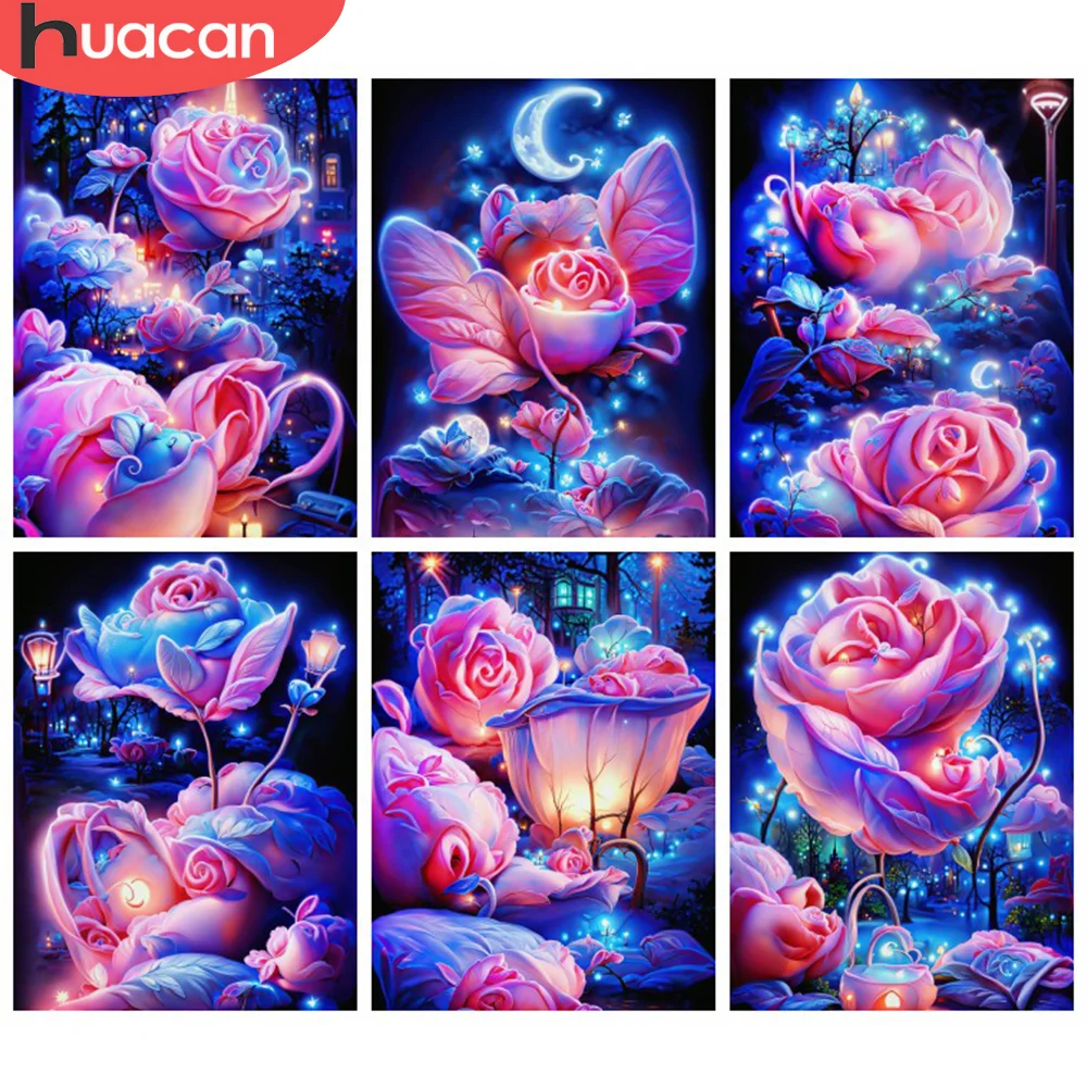 

Набор для алмазной живописи HUACAN, набор для алмазной живописи, роза, фиолетовая фантазия, 5d, вышивка «сделай сам», мозаика, цветок, коллекция 2023, кристалл, домашний декор