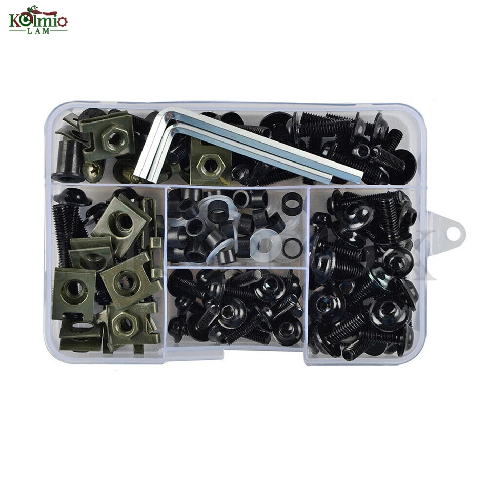 

177 шт. универсальный алюминиевый комплект болтов для обтекателя с ЧПУ, крепежные зажимы, набор гаек для винтов, подходит для мотоцикла M5 M6
