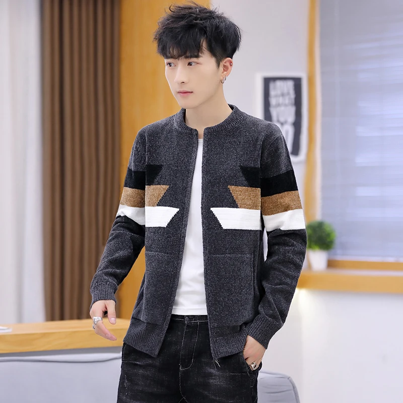 Knit Sweater Cardigan Men's Korean Version of The Trend of Outer Wear 2023 Spring and Autumn Jacket Spring Zipper Gown Spring Ca