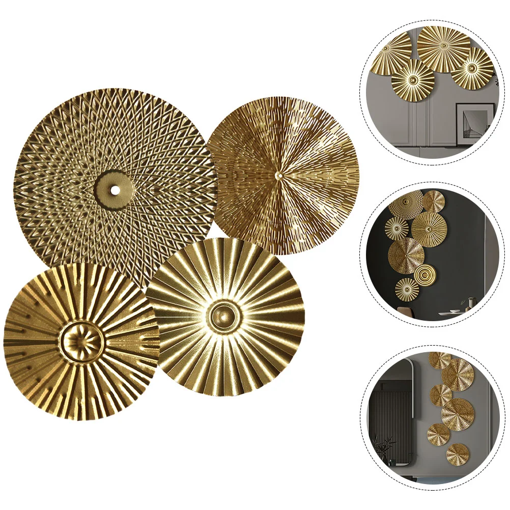 

4 Pcs Wrought Iron Wall Decoration Craft Home Hanging Modern Metal Disc Wedding Decorative Pendant