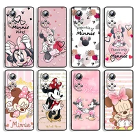 pink minnie cartoon cute for huawei honor 60 se 50 30i 20 10i 10x 10 9x 9c 9a 8a x8 lite pro black silicone phone case capa