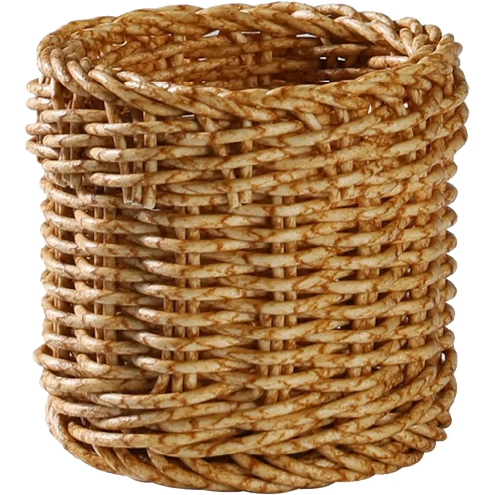 

Holder Pen Organizer Rattan Cuputensil Desk Brush Makeup Wicker Basket Woven Cutlerydesktop Office Box Storagekitchen Container