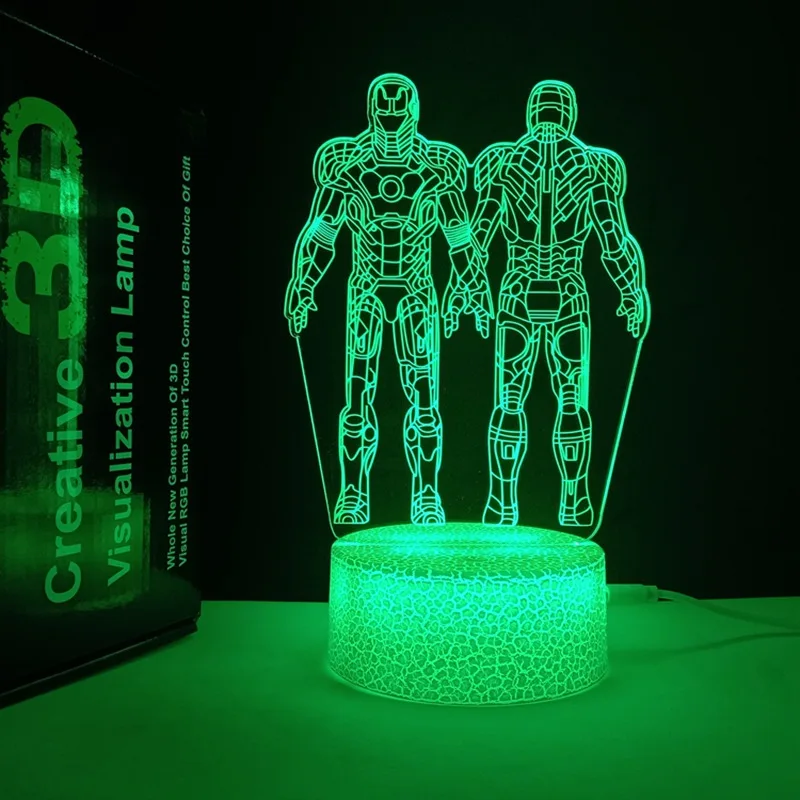 

Disney 3d Anime Night Light Marvel Iron Man Action Figure Led Table Lamp For Home Light With 7/16 Colors Changing For Kids Gift