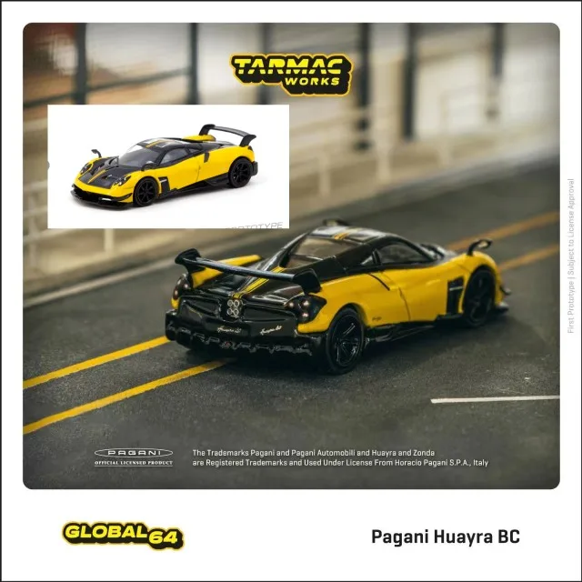 Tarmac работает TW 1:64 Pagani Huayra BC желтая модель автомобиля из сплава
