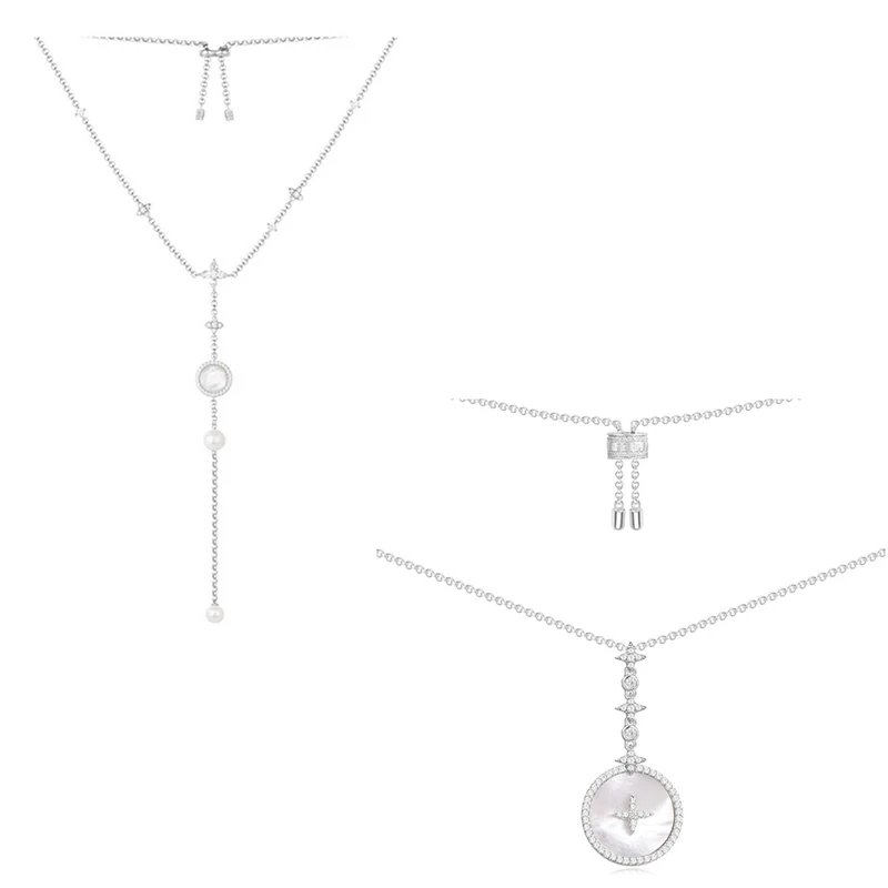

LIDU, высококачественное ожерелье из чистого серебра, белого цвета, Стильное элегантное ожерелье для свитера, для отправки подарка друзьям, Прямая продажа от производителя