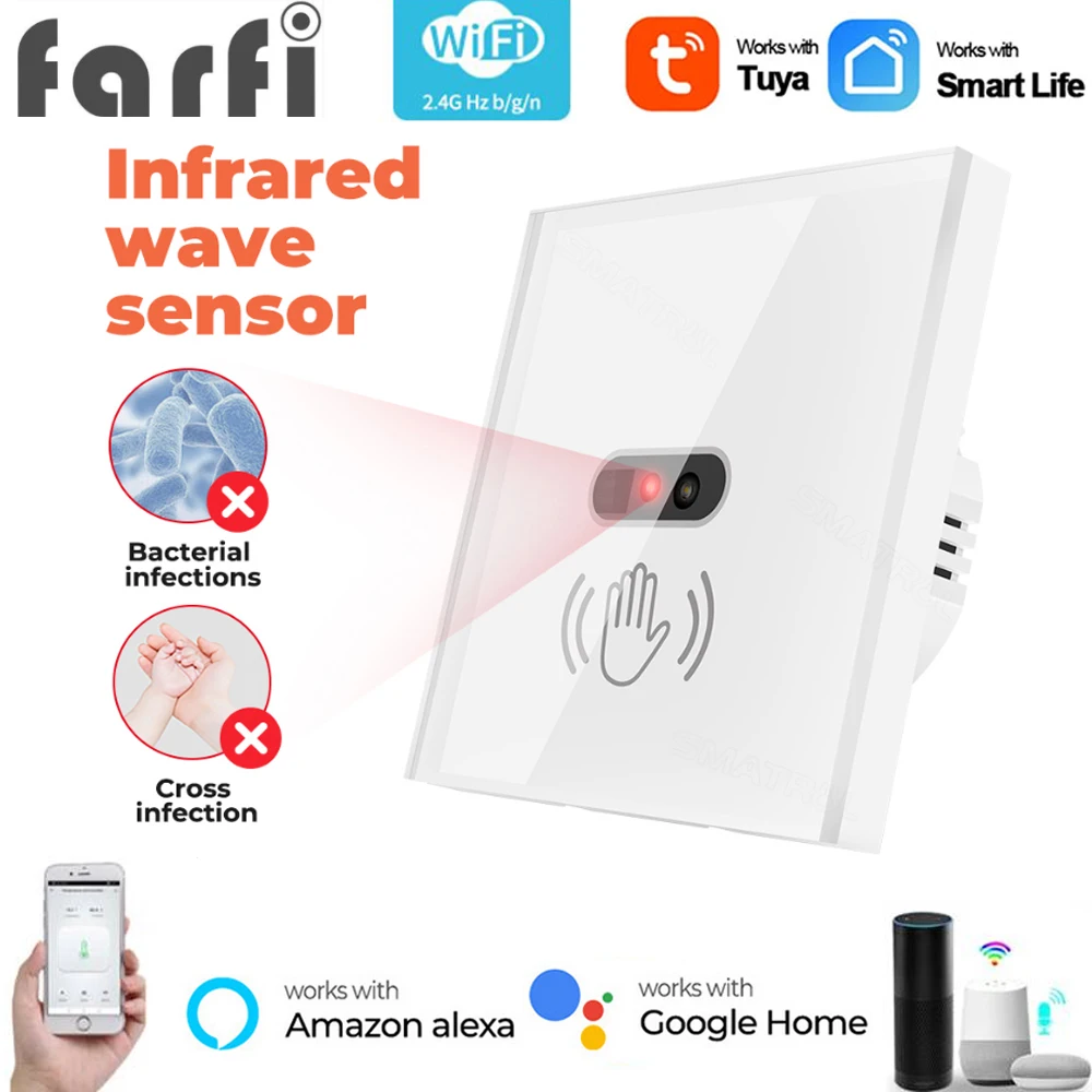 

Tuya Wifi Smart IR Wall Switch EU No Need Touch Light Switch Smart Home APP Control Works With Yandex Alice Alexa Google Home