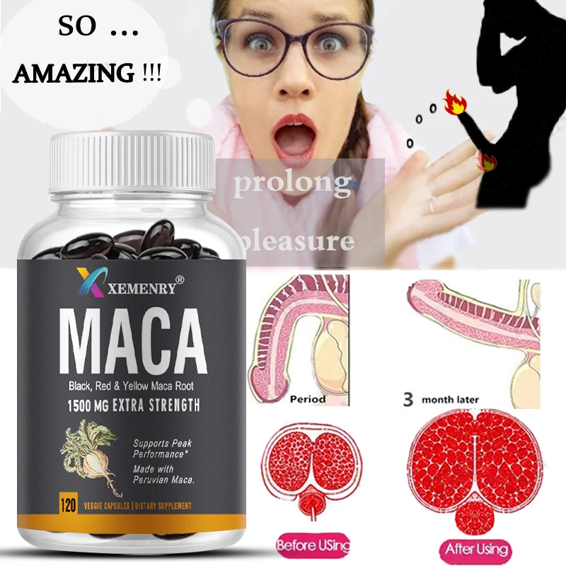 

Maca Extract, Enhanced Potency Energy Booster, Anti-Fatigue Supplement, Extended Erection Time Men's Enhancement Capsules