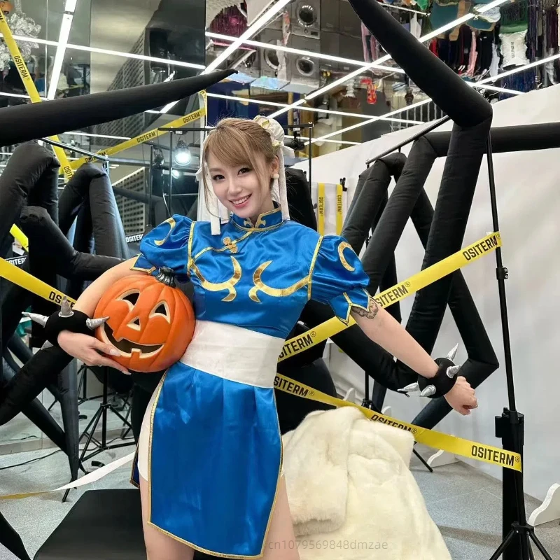 Chunli Косплей Костюм Игровой Персонаж Street Bully Полный Комплект Cheongsam Хэллоуин