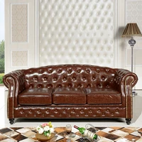 american classical genuine leather 3 seat sofa home furniture living room sofa for home apartment dorm bonus room