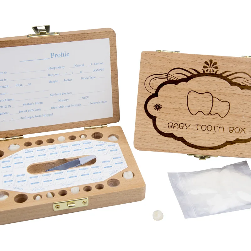 

Wooden Baby Tooth Box Organizer Milk Teeth Storage Umbilical Lanugo Save Collect Baby Souvenirs Gifts Teeth Box Love