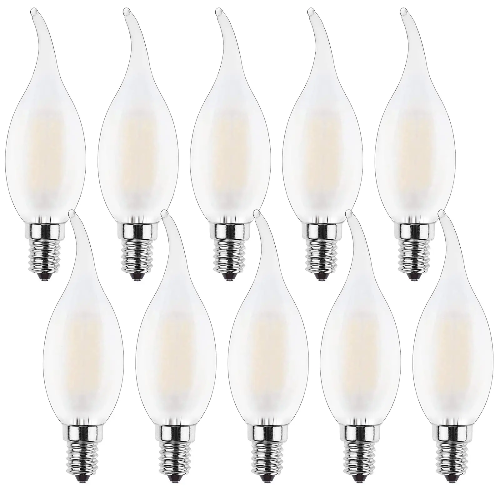 Led Candle light C35 Frosted E12 110V E14 220V 4W 6w  Dimmable Filament Bulbs Warm white 2700K Lamp For Chandelier Lighting