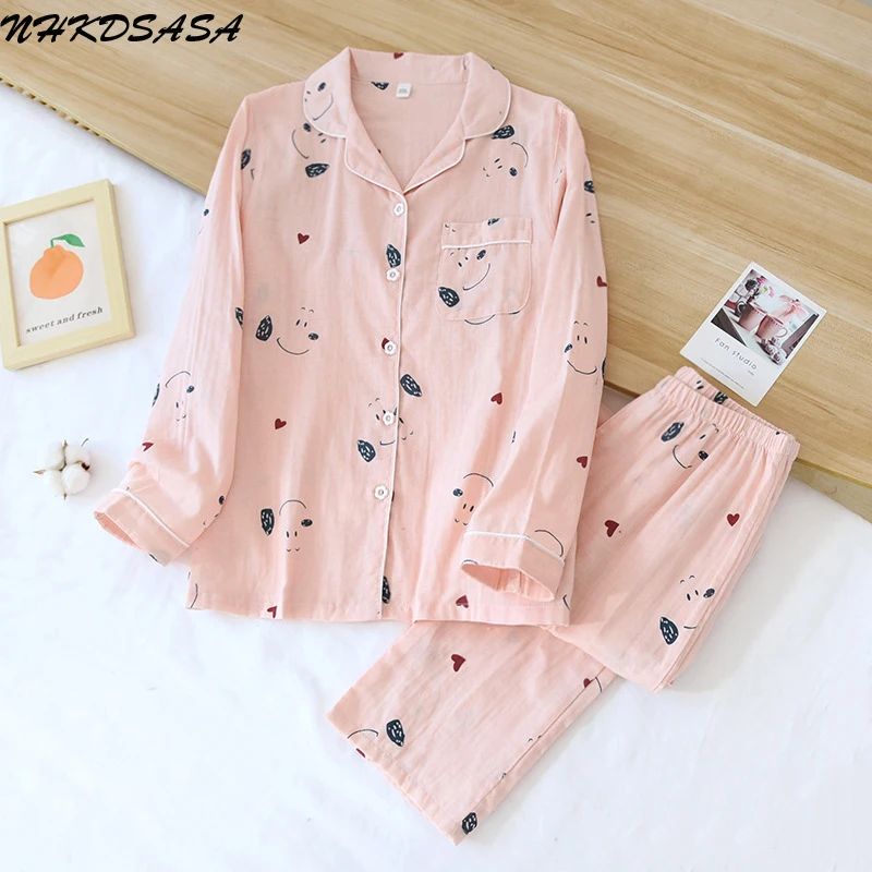 

New Women's Home Clothes Cotton Sleepwear Cute Cartoon Long Pants Loungewear Fashion Loose Casual Suit Pajamas Women