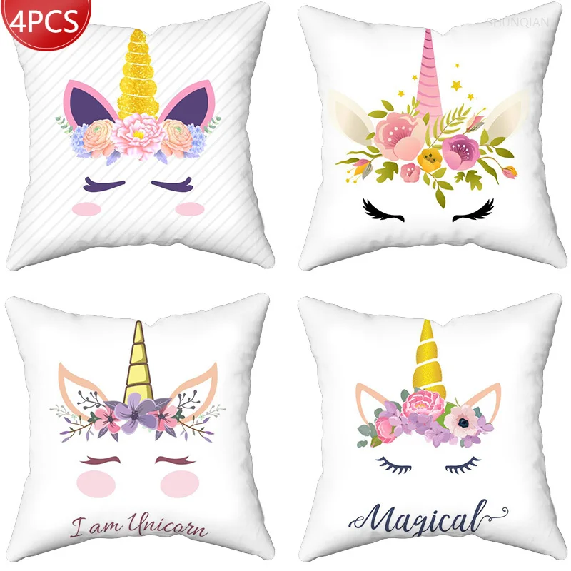

Cute Unicorn Polyester Pillow Case for Sofa Cartoon Unicorn Pillowcases for Pillows Home Decorative Chair Hugs Cushion Cover