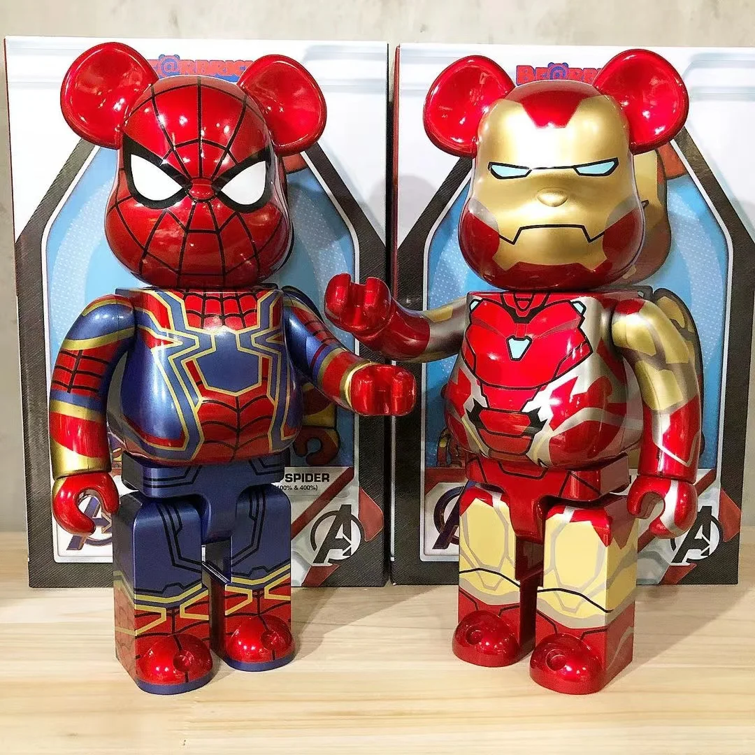 

Bearbrick400% Action Figure Anime Character Collection Toy American Movie Superhero Avenger Spider Steel Kawaii Trend Room Decor