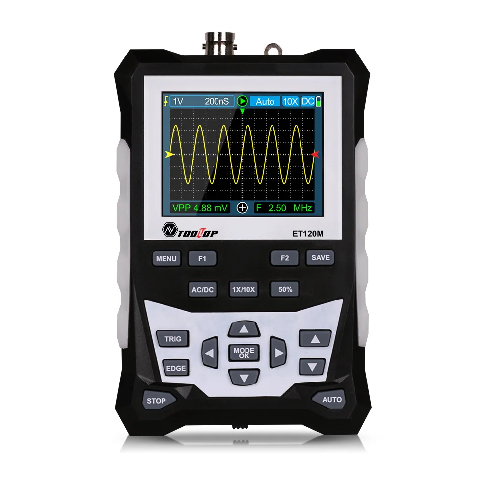 

ET120M 120MHz Bandwidth 500MS/s Sampling Rate Colorful 2500 Waveform Storage LCD Screen with Backlight Square Wave Output