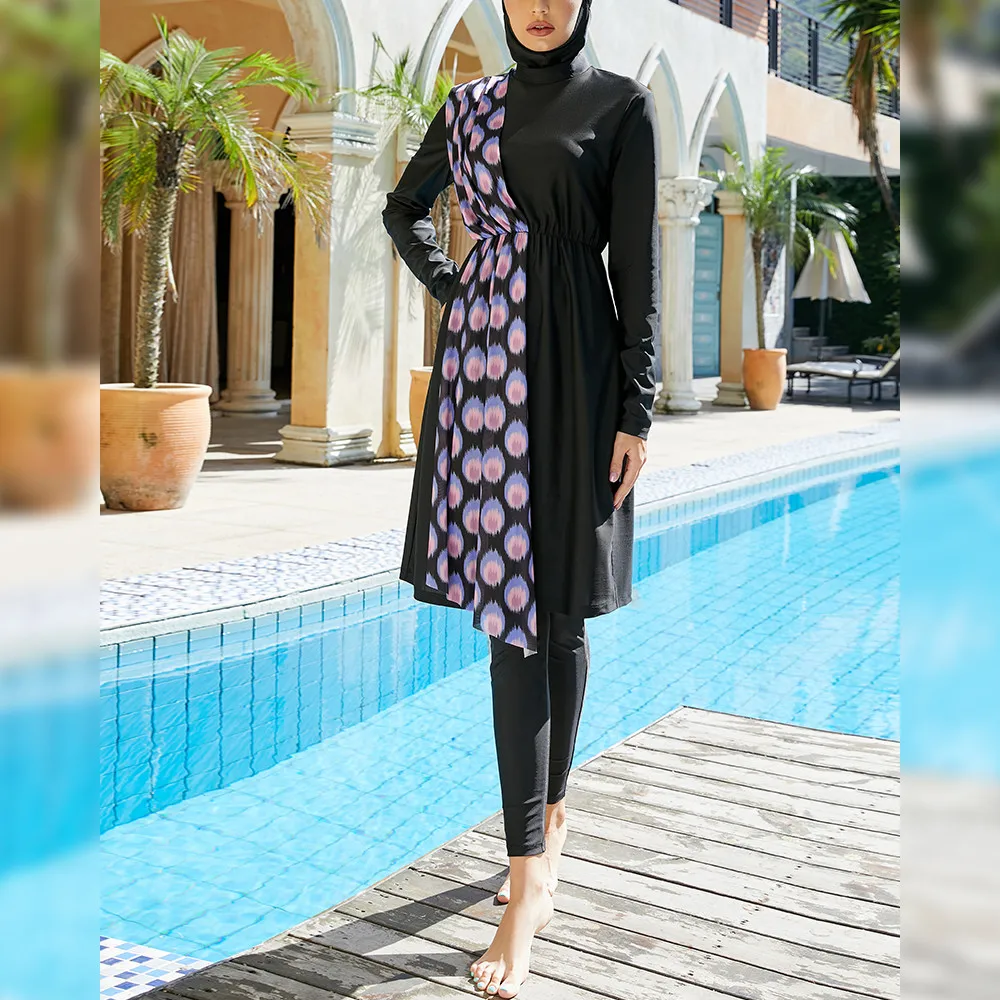 Длинные купальники для мусульманских женщин исламские с полным покрытием 3