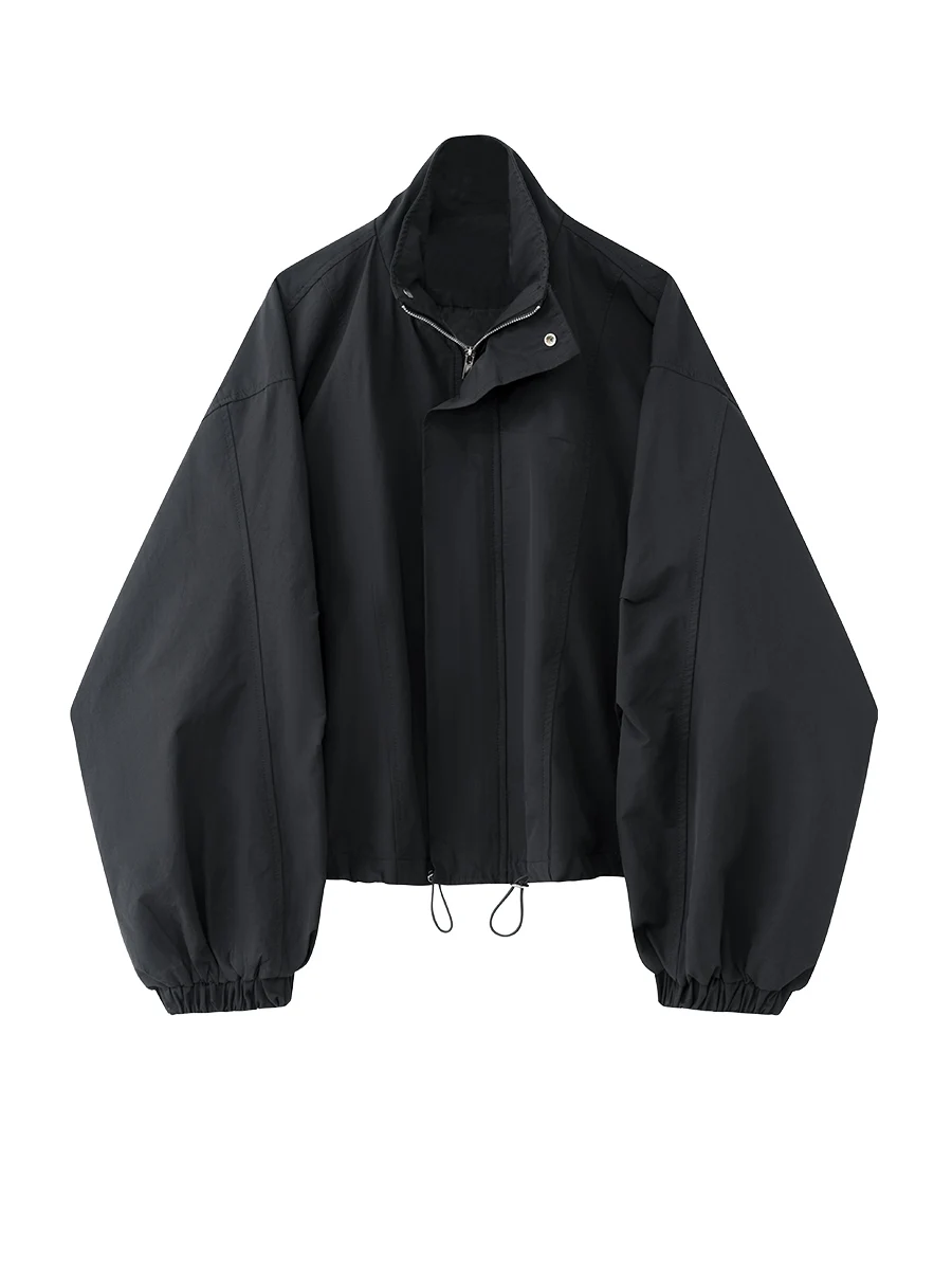 Hanada Showcase Htmeme Cool and Pleasant Design Casual Zip-up Cargo Outerwear Women Autumn Stand Collar Top