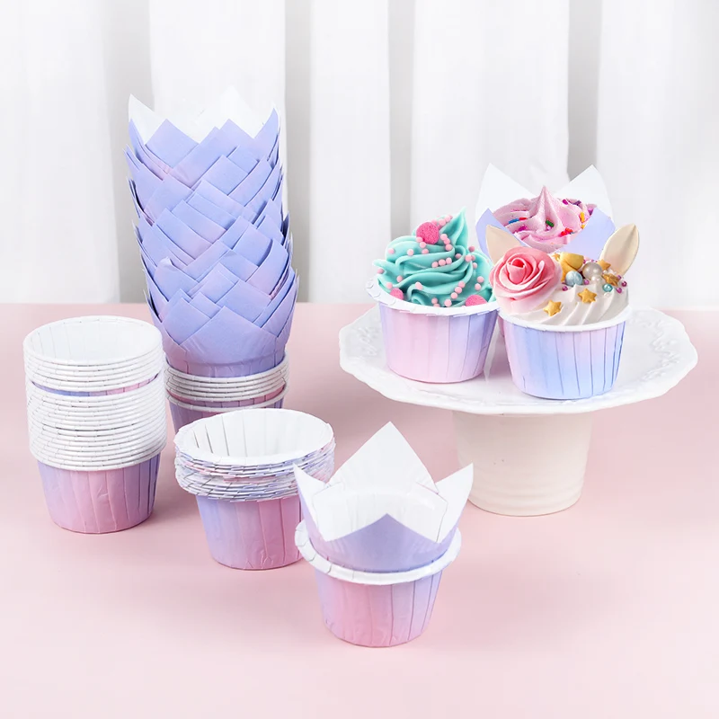 

10pcs/lot Gradient Paper Muffin Cupcake Paper Cup Baby Shower Birthday Party Wedding Cake Mold Cupcake Wrapper Liner Baking Cups