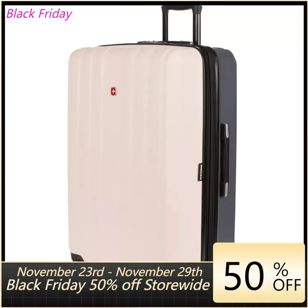

Checked-（19-24-28）-Inch Travel Suitcases With Wheels Free Shipping Pink/Dark Grey Hardside Expandable Spinner Luggage Carry Bag