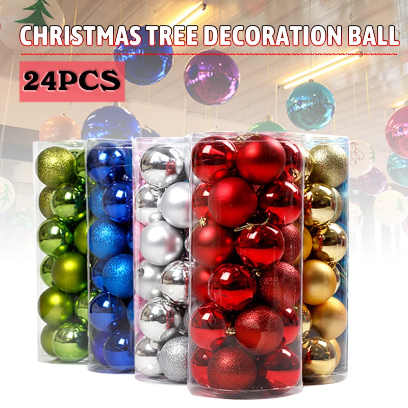 

24PCS Christmas Tree Balls Xmas Decoration Baubles Balls Party Wedding Hanging Ball New Year Ornament Decor Accessory 4cm