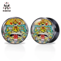 wholesale price acrylic abstract tiger ear piercing plugs tunnels body jewelry earring gauges stretchers expanders 6 30mm 80pcs