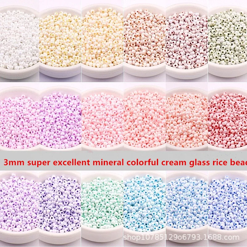 

3mm super excellent mineral magic color cream glass rice beads 8/0 uniform round glass beads DIY manual beading accessories