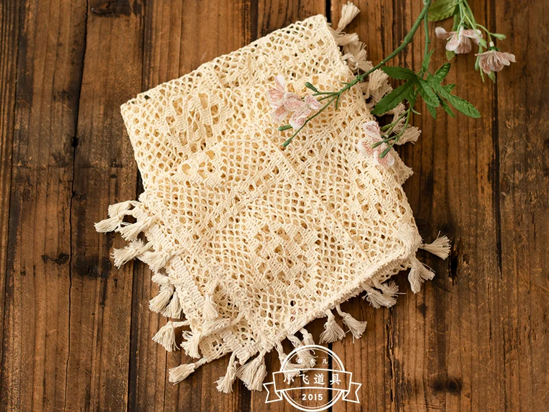 Реквизит для фотосъемки новорожденных Dvotinst винтажное одеяло с кисточками и