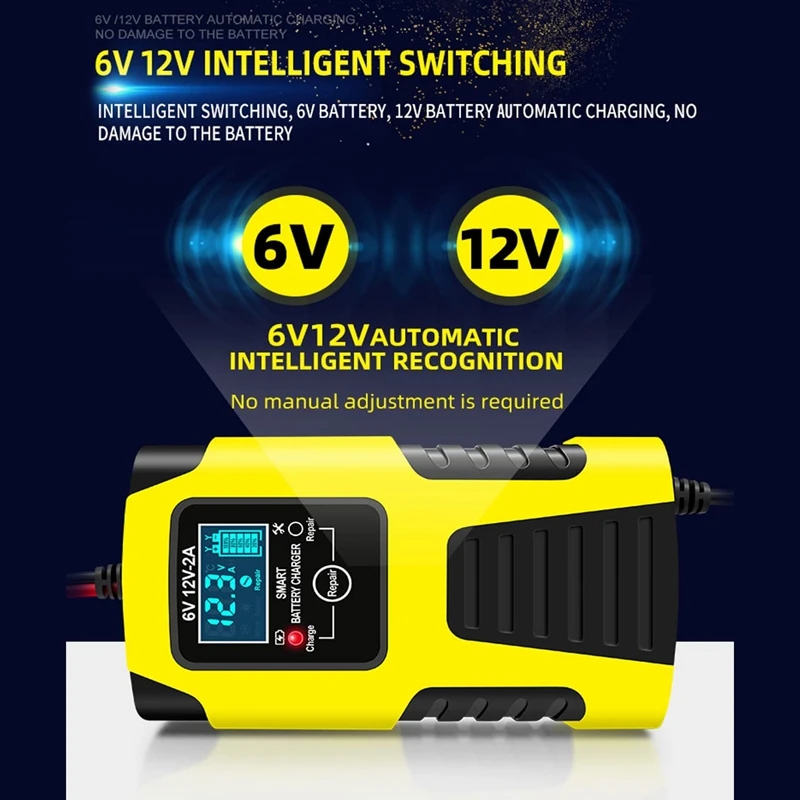 

12V Battery Charger Maintainer 2A Automatic Smart Charger Portable Battery Repair And Desulfator For Car Truck