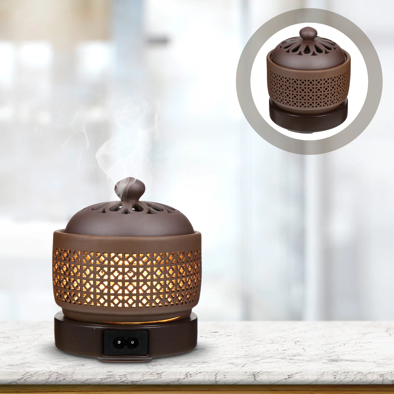 

Burner Aromatherapy Censer Electric Holder Aroma Light Ceramic Coil Vintage Diffuser Heating Sticksdecor Coneheater Cones
