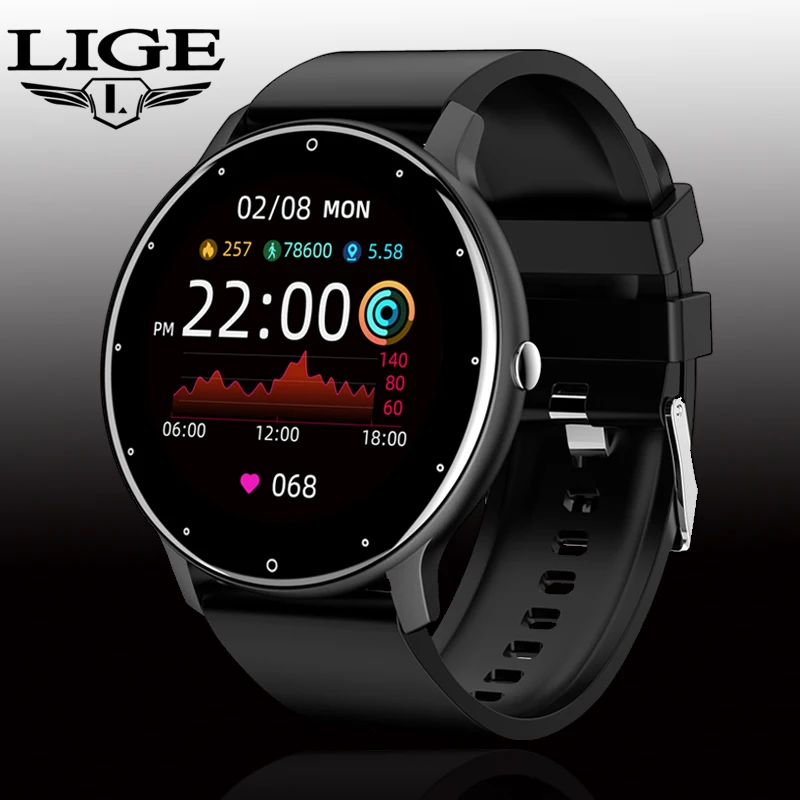 

LIGE Smart Watch New Smartwatch 2022 Waterproof Watch For Men Fitness Sports Smartband Clock Full Touch Screen For Android ios