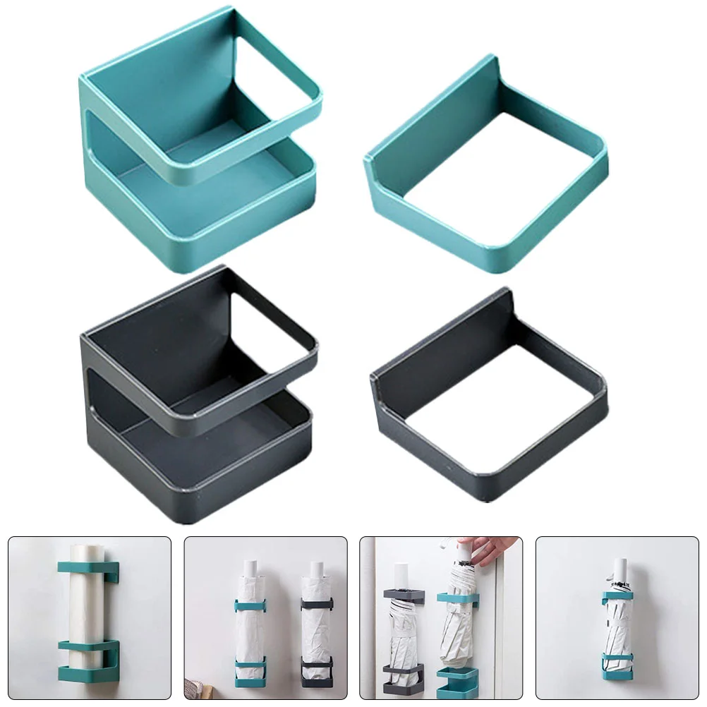 

2 Pcs Umbrella Storage Rack Holder Wall Stand Shelf Adhesive Organizer Mount Short Handle