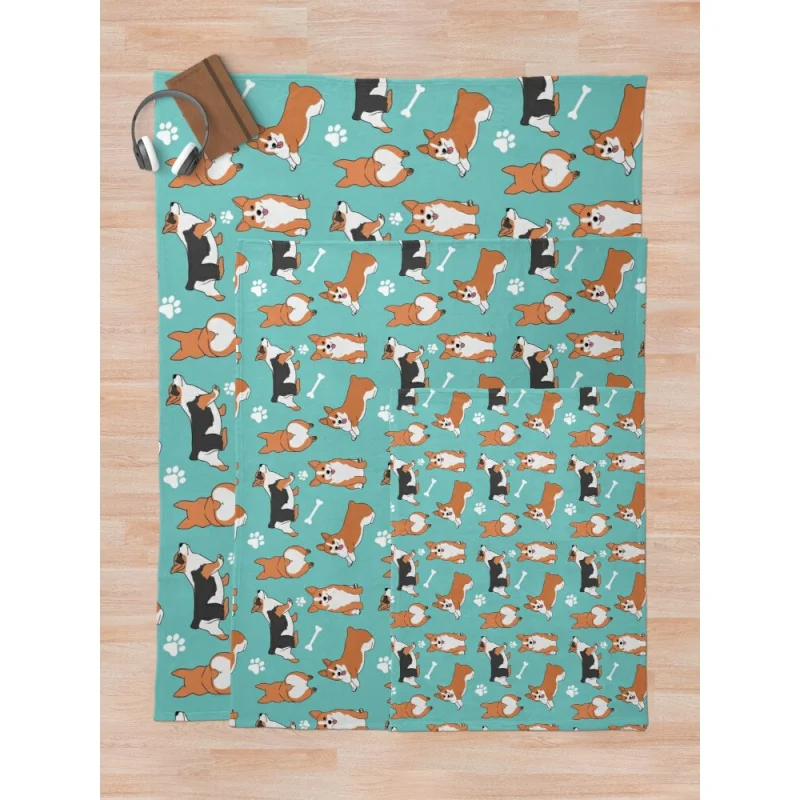 Одеяло с узором корги мягкое одеяло пушистая ворсистая теплая кровать модное