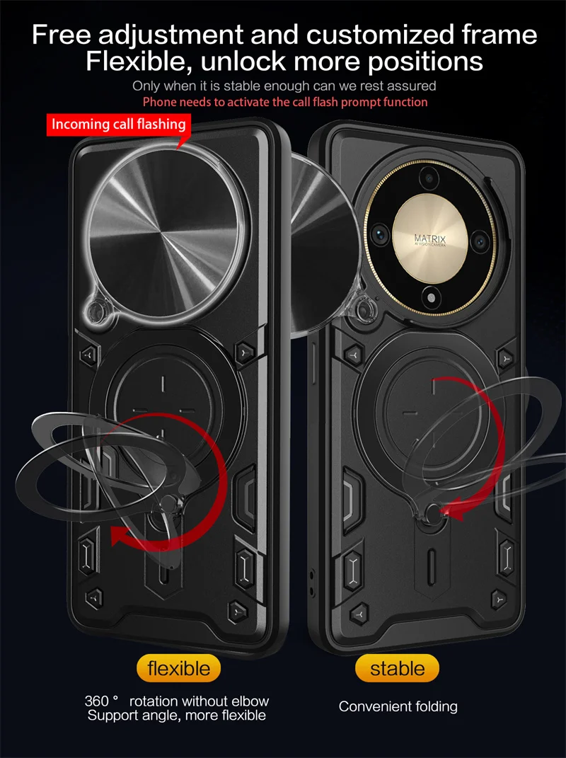 Для Honor X9b 5G Магнитный кольцевой держатель противоударные армированные