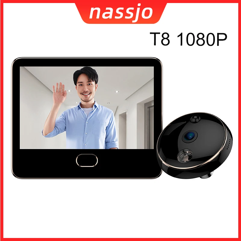 

Nassjo 2022 Home Security 1080P Peephole Door Camera 5 Inch Color Screen With Door Bell Electronic Doorbell Viewer