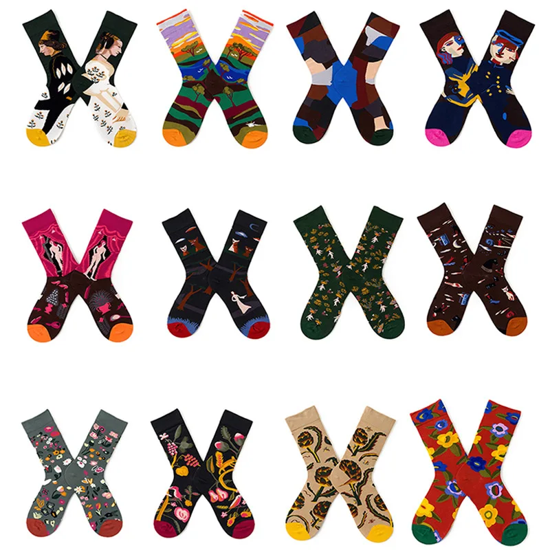 

Новый дизайн, двойная подсветка, портрет в стиле Харадзюку, высокие хлопковые носки в стиле хип-хоп, цветные носки, мужские сексуальные женс...