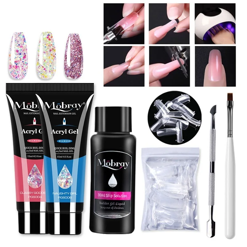 

Lghzlink Manicure Set For Poly Nail Gel Kit Builder UV Gel Nail Brush Soak Off Quick Building Finger Extension Camouflage Nails