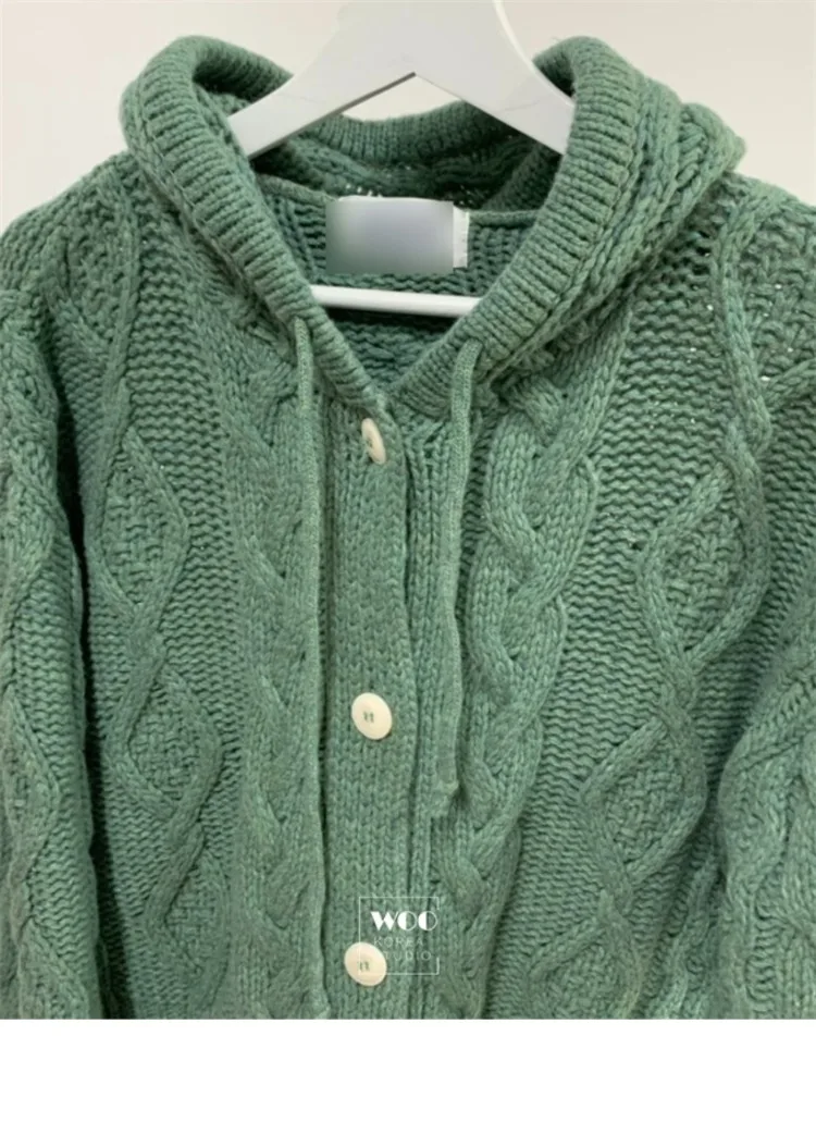 Однотонный винтажный свитер Korobov нишевой кардиган Свободный с завязками и