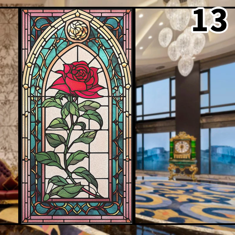 

Витражная пленка для окна 3D роза ПВХ