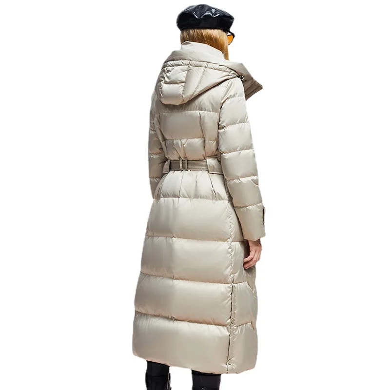 Temperament waist down jacket for women 2022 winter new fashion and versatile long coat for women down jacket