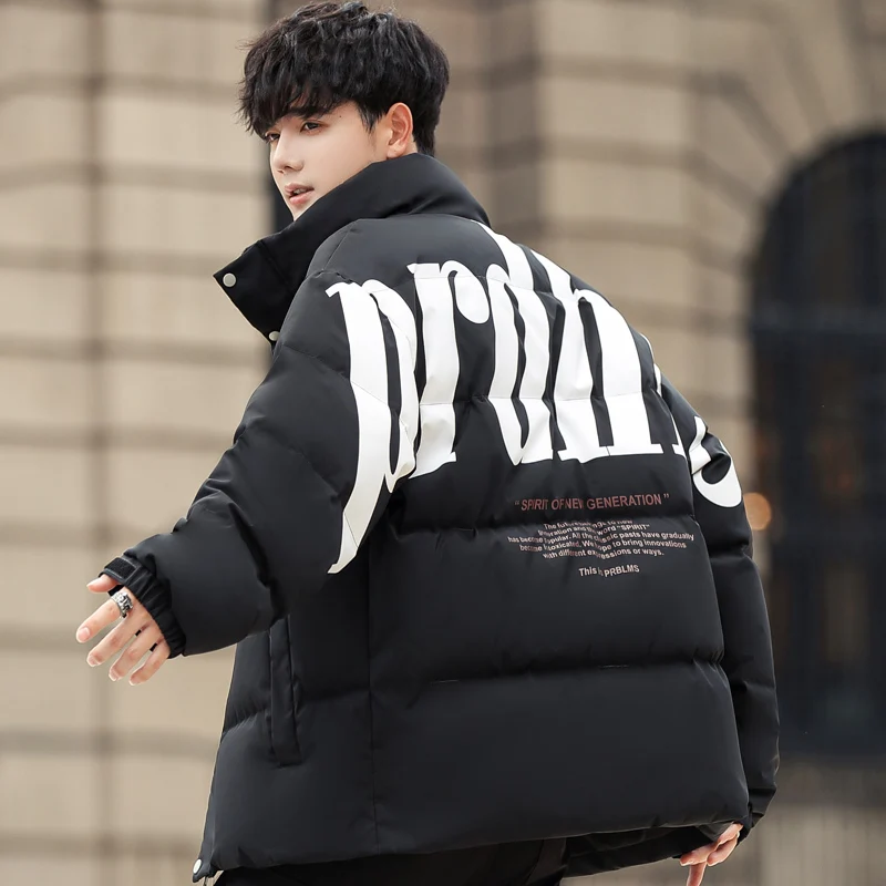 New winter fashion fashion collar slim coat fashion fashion fashion brand printing casual men's wear