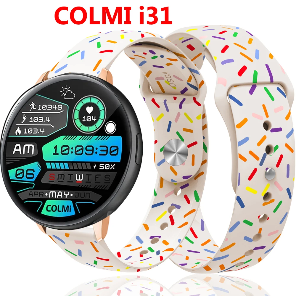 

Rainbow Silicone Watch Strap for COLMI i31 Wristband for COLMI C80 Candy Silicone Watch Strap Sports Watchband