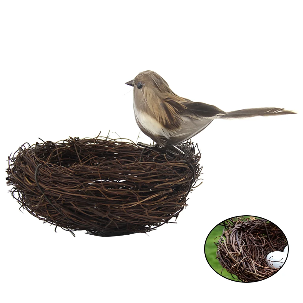 

5pcs Birds Artificial Birds Bird Eggs DIY Crafts Ornament for Outdoor Garden Christmas Party Decoration Grey