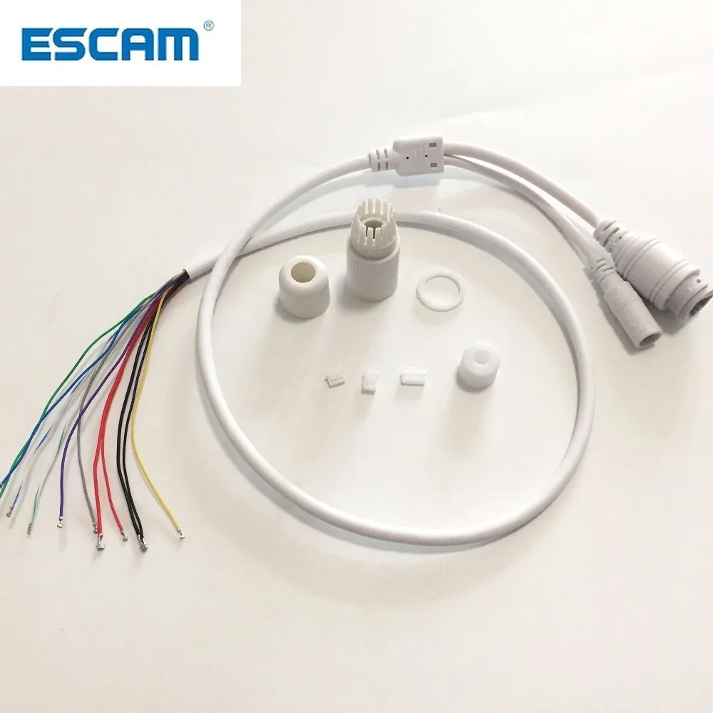 

ESCAM CCTV IP POE Network WiFi HD Camera PCB Module video power Weatherproof POE Cable RJ45 female & DC male White