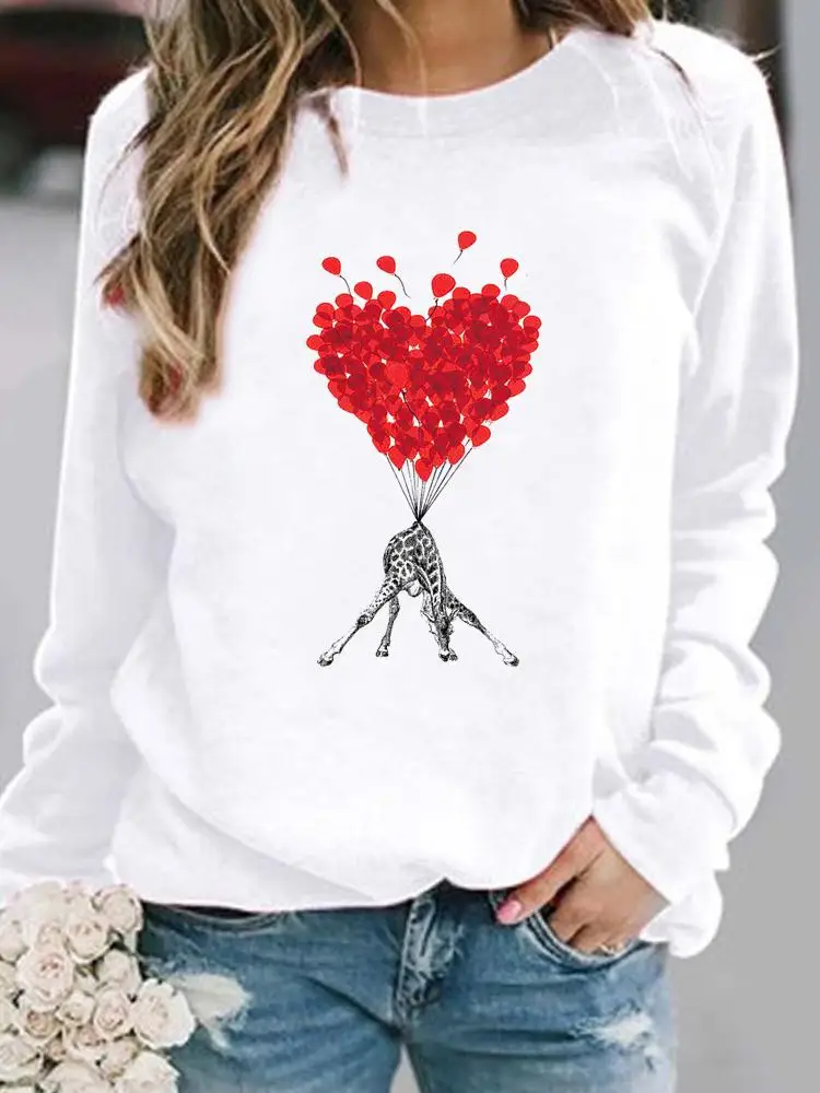 

Women Animal Love Sweet 90s Pullovers Clothing Ladies Spring Autumn Winter Hoodies Female Casual Fashion Graphic Sweatshirts