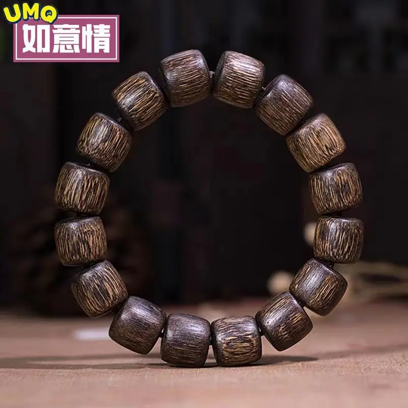 

Natural Brunei Agarwood Old Material Hand String with Natural Wood Buddha Beads Female Men's Wooden Bucket Eaglewood Handstring