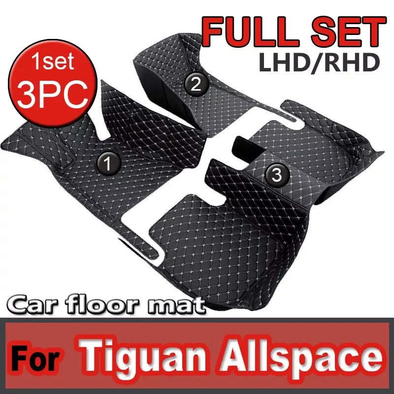 

NEW2023 Car Floor Mats For Volkswagen Tiguan Allspace LWB BW 2017~2022 7seat Leather Car Mats Floor Mats Tapis De Sol Car Acces
