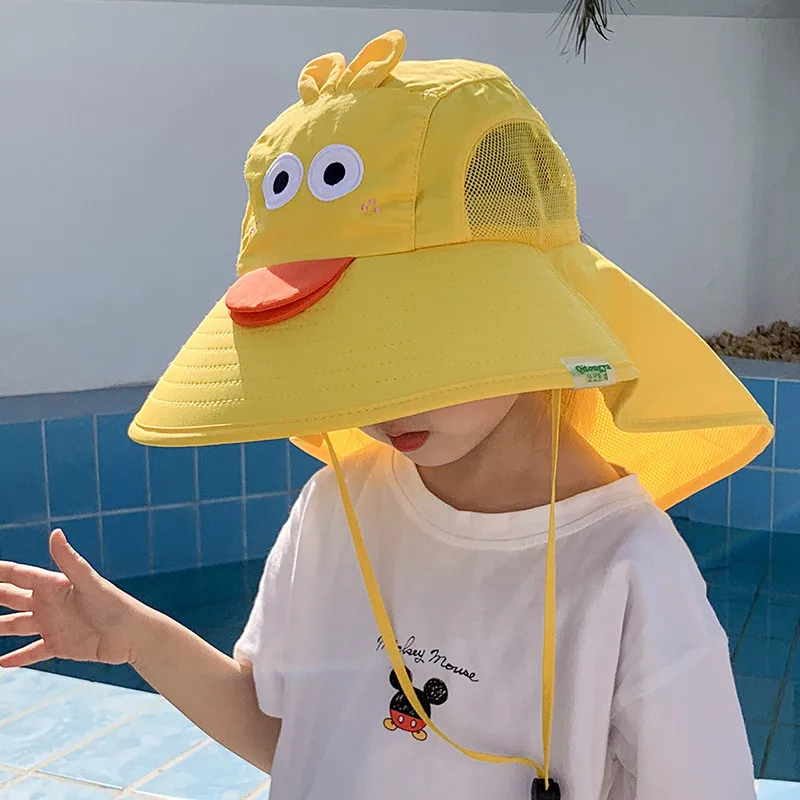 

Cute Children's Fisherman Hat Summer Children's Sun Protection Sun Hat Wide-brimmed Baby Boys Girls Beach Sun Hat With a whistle